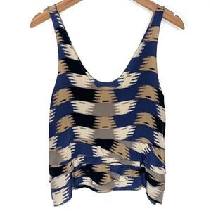 3.1 Phillip Lim Silk Printed Tiered Ruffle Tank Top Size 6